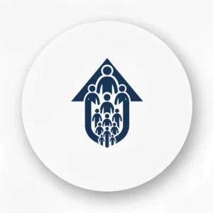 Una flecha hacia adelante con los miembros de una empresa familiar, simbolizando la fácil sucesión con el protocolo familiar